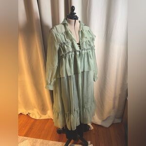 Maeve anthropologie mine green ruffle top